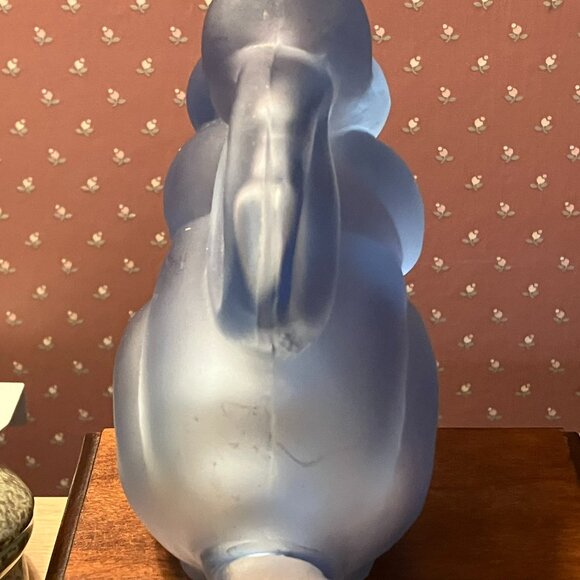 Vintage Paden City Glass Frosted Blue Rabbit Cotton Ball Holder 1930’s - Picture 4 of 10